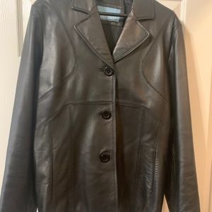 Nine West 3-button Black Leather Jacket